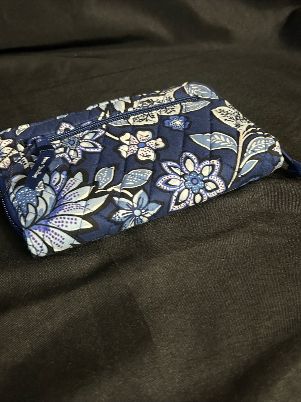 Vera Bradley Navy & Light Blue Quilted Floral Zip Wallet - Picture 5 of 8